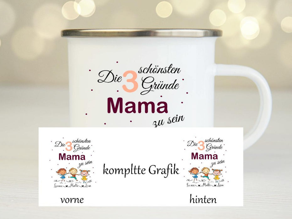 Personalisierte Tasse Mama mit Name Emaillie oder Keramik - CreativMade 