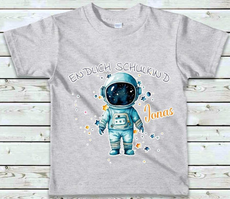 T-Shirt Endlich Schulkind Astronaut Junge personalisiert - CreativMade 