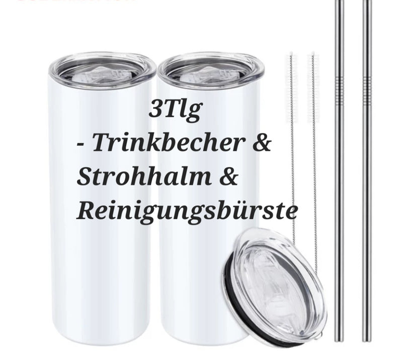 Personalisierter Trinkbecher mit Name & Strohhalm Boho Blume to go Becher - CreativMade 