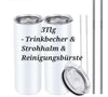 Personalisierter Trinkbecher mit Name & Strohhalm Feder to go Becher - CreativMade 