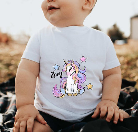 Kinder T-Shirt Einhorn personalisiert mit Name Mädchen - CreativMade 