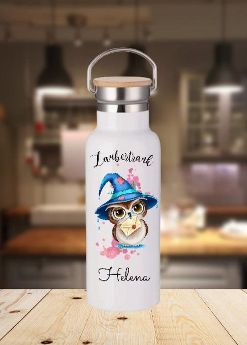Personalisierte Thermosflasche mit Name Eule Zaubertrank Trinkflasche Thermoskanne - CreativMade 