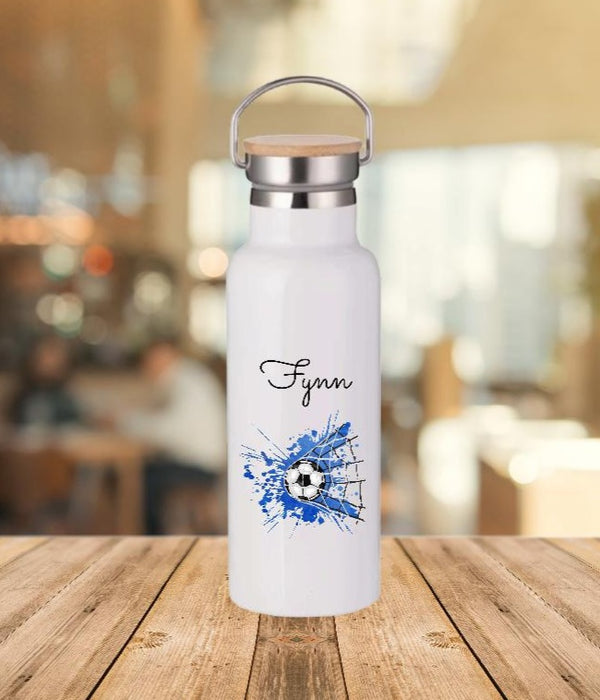 Personalisierte Thermosflasche mit Name Junge Fußball Trinkflasche Thermoskanne Edelstahl - CreativMade 