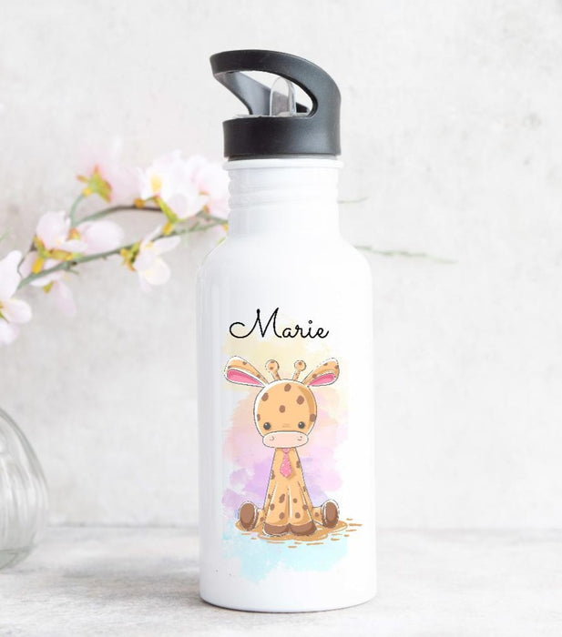 Personalisierte Trinkflasche Kinder mit Name Giraffe - CreativMade 