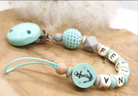 Schnullerkette mit Namen Anker - CreativMade 