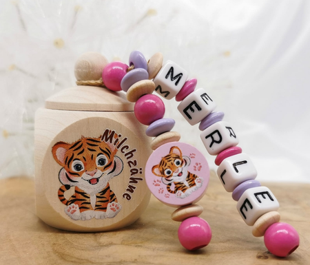Milchzahndose mit Namen Tiger - CreativMade 