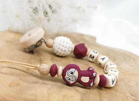 Schnullerkette Faultier mit Namen - CreativMade 