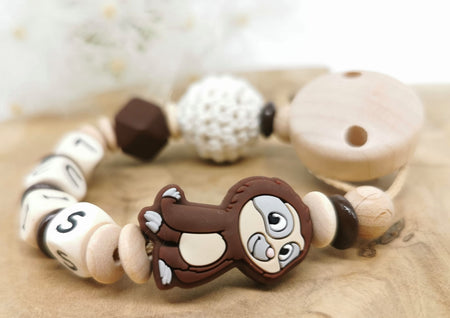 Schnullerkette Faultier mit Namen - CreativMade 