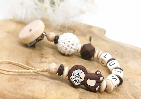 Schnullerkette Faultier mit Namen - CreativMade 