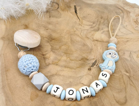 Schnullerkette Faultier mit Namen - CreativMade 