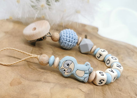 Schnullerkette Faultier mit Namen - CreativMade 