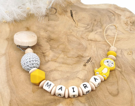 Schnullerkette Faultier mit Namen - CreativMade 
