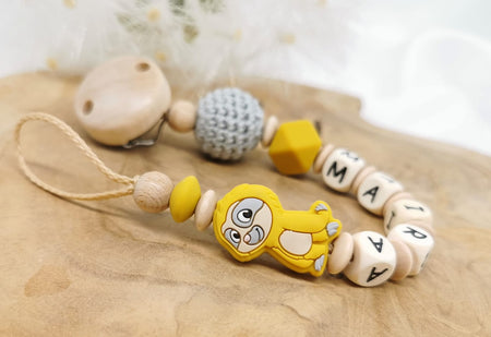 Schnullerkette Faultier mit Namen - CreativMade 