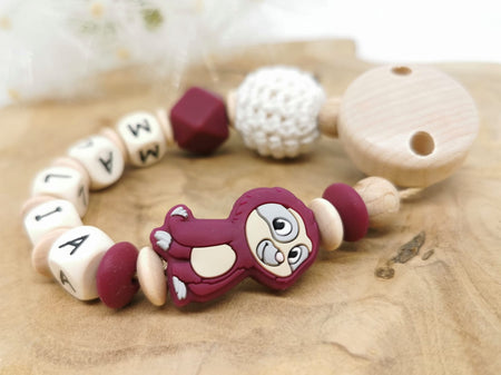 Schnullerkette Faultier mit Namen - CreativMade 