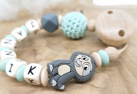 Schnullerkette Faultier mit Namen - CreativMade 