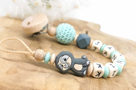 Schnullerkette Faultier mit Namen - CreativMade 