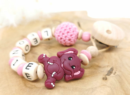 Schnullerkette Elefant mit Namen - CreativMade 