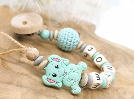 Schnullerkette Elefant mit Namen - CreativMade 