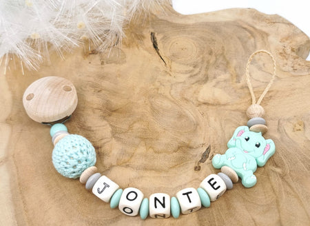 Schnullerkette Elefant mit Namen - CreativMade 