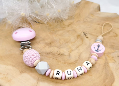 Schnullerkette mit Namen Anker - CreativMade 