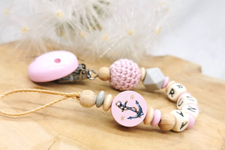 Schnullerkette mit Namen Anker - CreativMade 