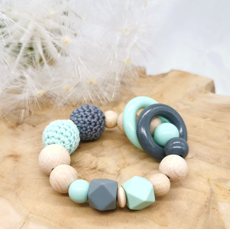 Greifling & Schnullerkette mit Namen Mintgrün - CreativMade 