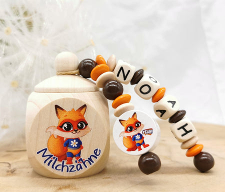 Milchzahndose mit Namen Fuchs - CreativMade 