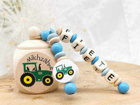 Milchzahndose mit Namen Traktor - CreativMade 