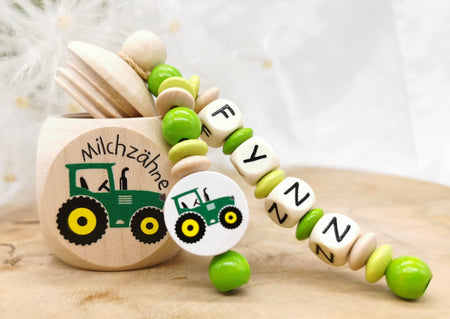 Milchzahndose mit Namen Traktor - CreativMade 