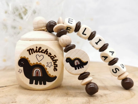 Milchzahndose mit Namen Dino - CreativMade 