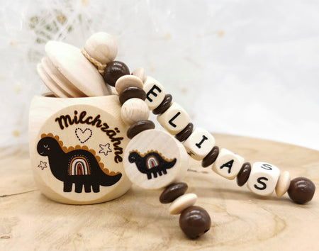 Milchzahndose mit Namen Dino - CreativMade 