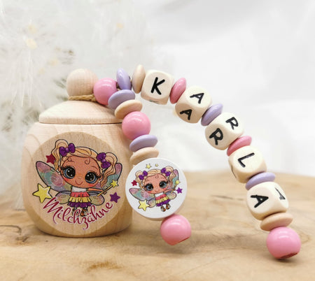 Milchzahndose mit Namen Fee blonde Haare - CreativMade 