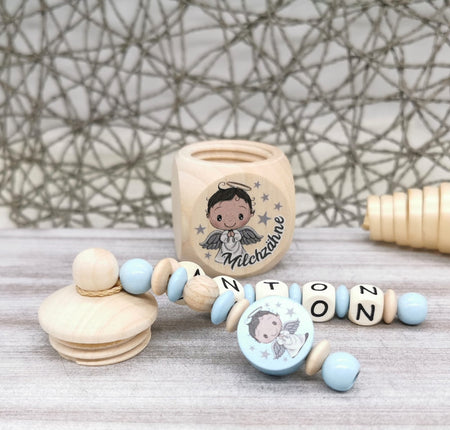 Milchzahndose mit Namen Engel Junge - CreativMade 