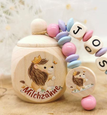 Milchzahndose mit Namen Löwe - CreativMade 