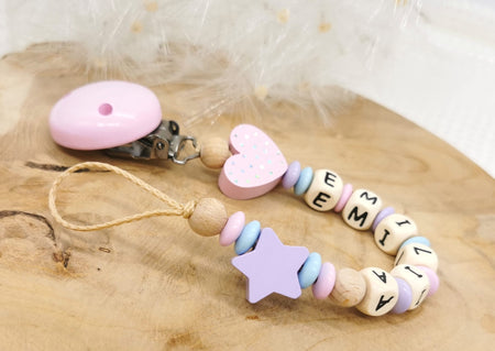 Schnullerkette mit Namen Stern - CreativMade 