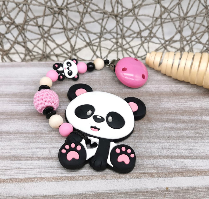 Beißkette ohne Name Mädchen Pandabär 2 in 1 - CreativMade 