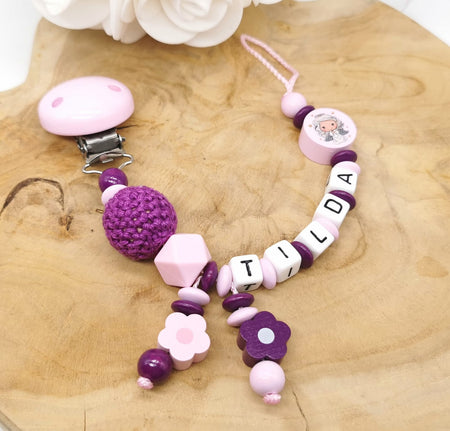 Schnullerkette mit Namen Engel Mädchen - CreativMade 