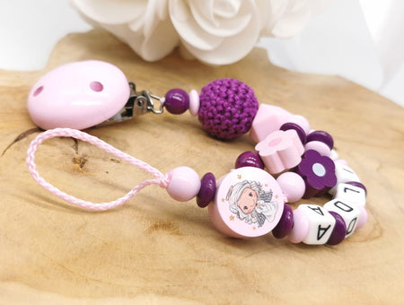 Schnullerkette mit Namen Engel Mädchen - CreativMade 