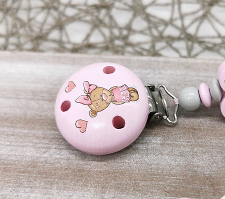Schnullerkette mit Namen Mädchen Teddybär - CreativMade 