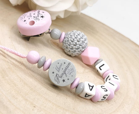 Personalisierte Schnullerkette mit Namen – kleine Prinzessin Mädchen - Liebevolles Accessoire für Dein Baby - CreativMade