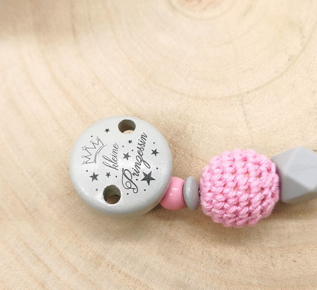 Personalisierte Schnullerkette mit Namen – kleine Prinzessin Mädchen - Liebevolles Accessoire für Dein Baby in Rosa - CreativMade
