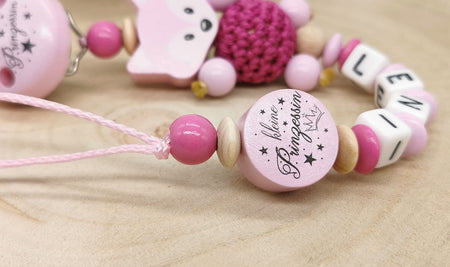 Personalisierte Schnullerkette mit Namen – Fuchs kleine Prinzessin Mädchen - Liebevolles Accessoire für Dein Baby - CreativMade