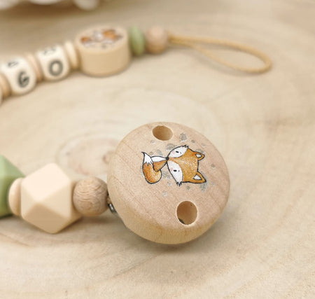 Schnullerkette mit Namen Fuchs Olivgrün - CreativMade 