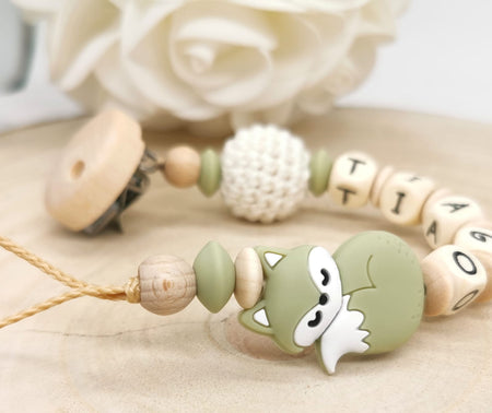 Schnullerkette mit Namen Junge Mädchen Fuchs - CreativMade 
