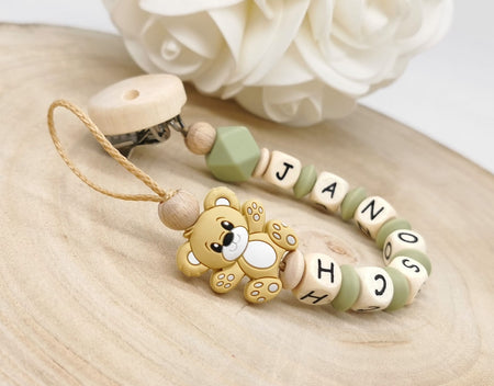 Schnullerkette mit Namen Teddy - CreativMade 
