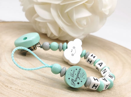 Schnullerkette mit Namen Mädchen Prinzessin Wolke - CreativMade 