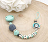Schnullerkette mit Namen Regenbogen Boho - CreativMade 
