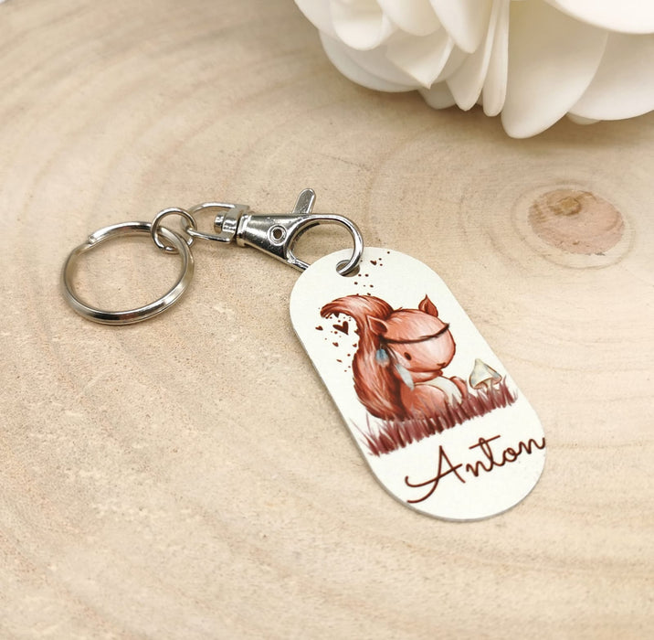 CreativMade Personalisierter Schlüsselanhänger mit Name Eichhörnchen  Schlüsselanhänger