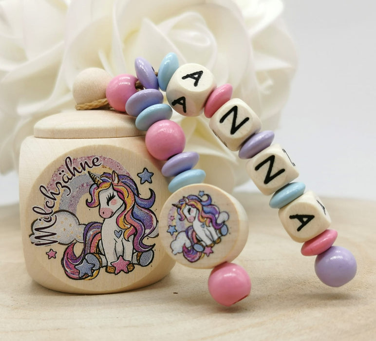Milchzahndose Zahndose mit Namen Mädchen Einhorn - CreativMade 