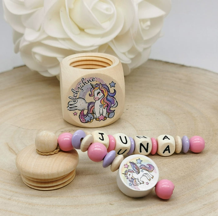 Milchzahndose Zahndose mit Namen Mädchen Einhorn - CreativMade 